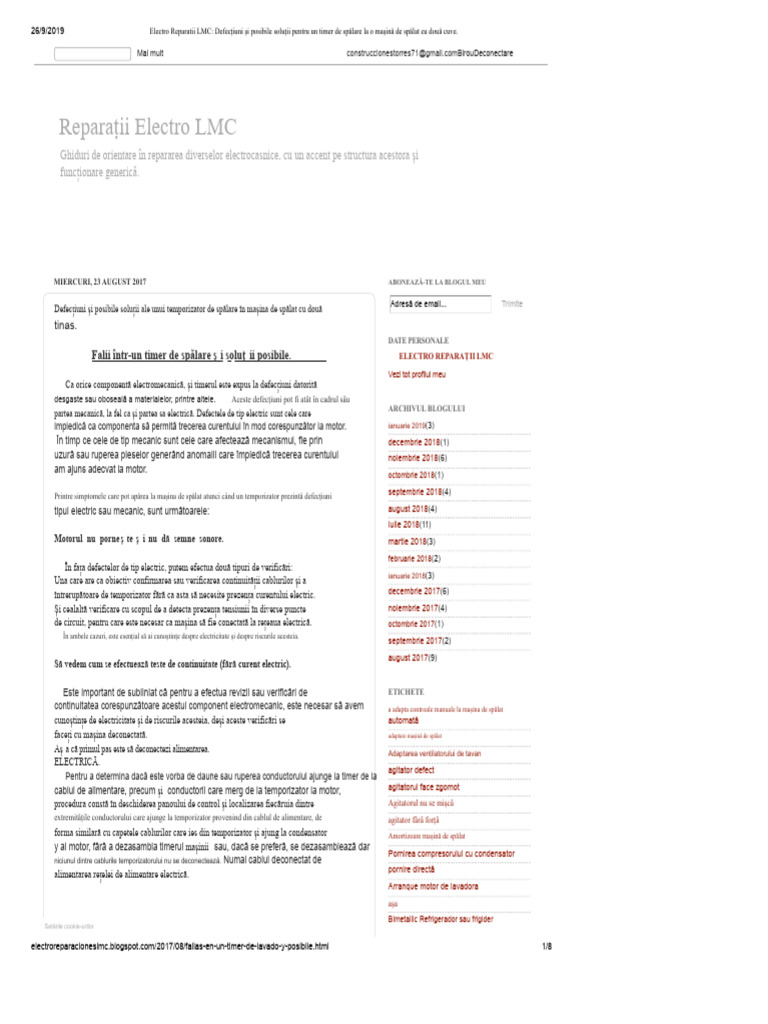 Electro Reparatii LMC - Defectiuni Si Posibile Solutii Pentru Un Timer ...