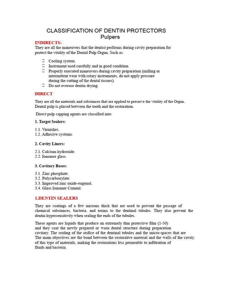 Dentin Protectors: Classification and Uses | PDF | Dental Composite ...