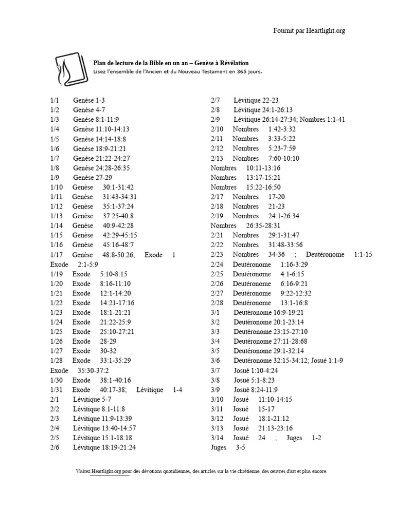 Plan de lecture biblique en un an | PDF | Personnages de l'Ancien ...