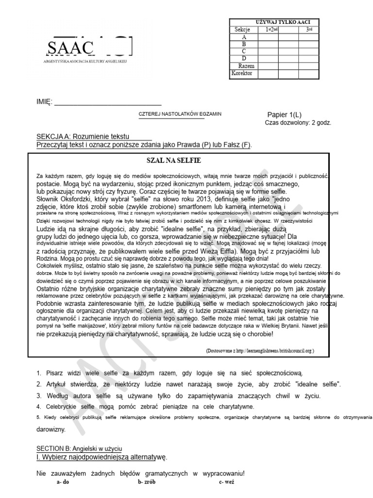 Egzamin AACI | PDF