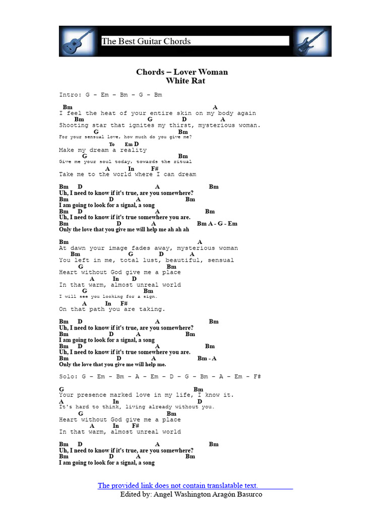 Chords - Lover Woman - Rata Blanca | PDF | Song Structure