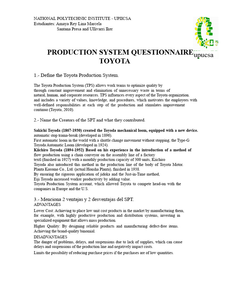 Overview of the Toyota Production System | PDF | Toyota | Lean ...