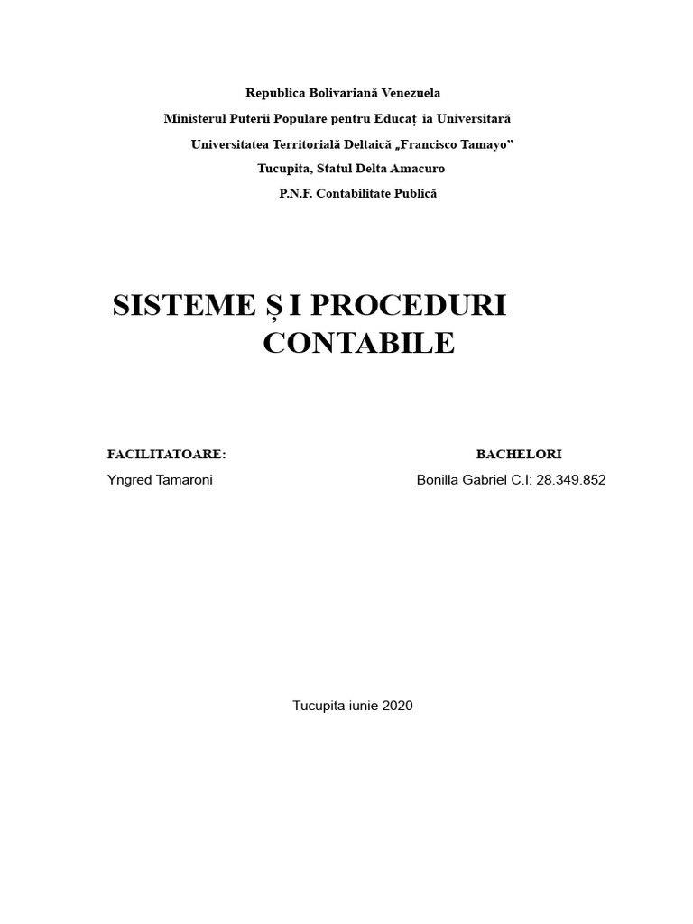 Sisteme Și Proceduri Contabile | PDF