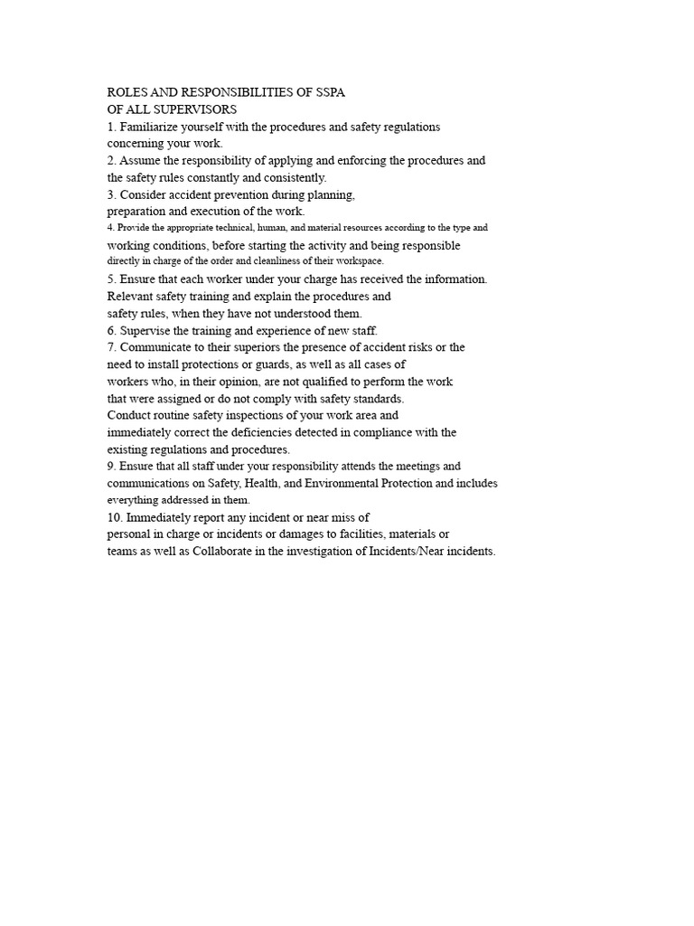 Supervisor Safety Responsibilities Guide | PDF