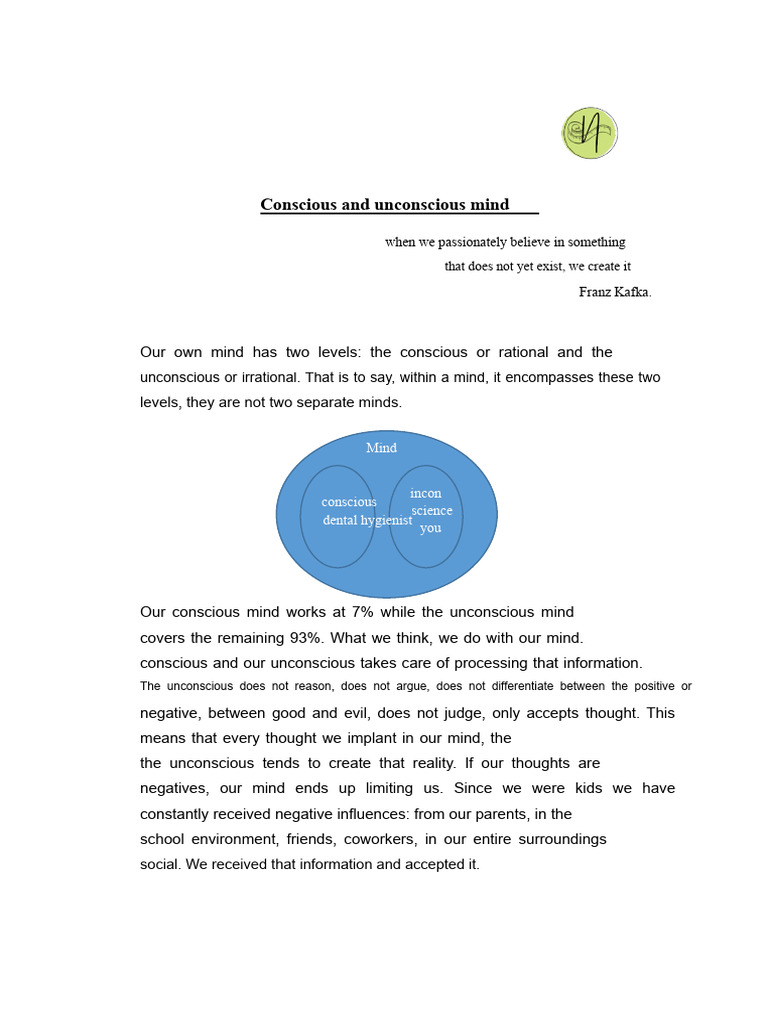 Understanding Conscious vs. Unconscious Mind | PDF | Mind | Thought