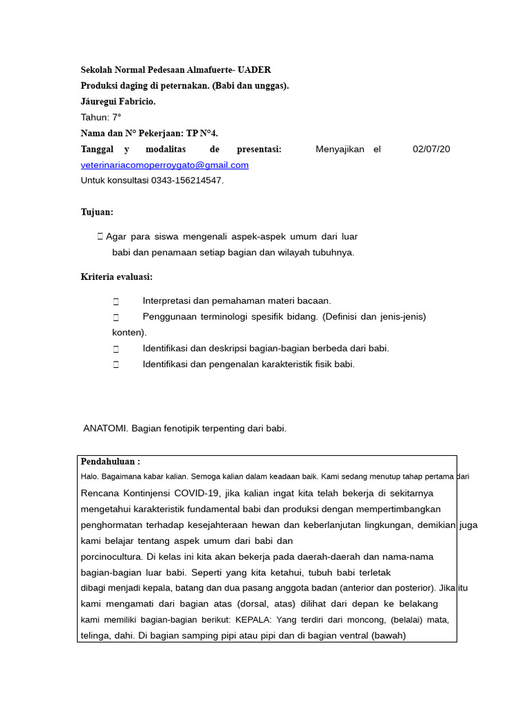 Anatomi dan Fisiologi Babi untuk Siswa | PDF