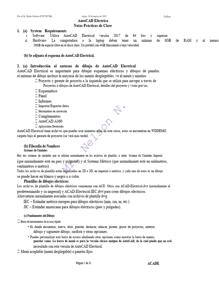 Notas de Clase Prácticas de AutoCAD Electrical - EnG2101 | PDF | Botón ...
