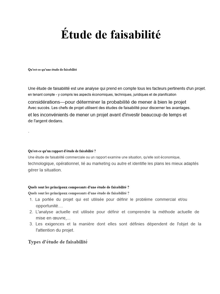 Guide complet sur l'étude de faisabilité | PDF | Commercialisation ...