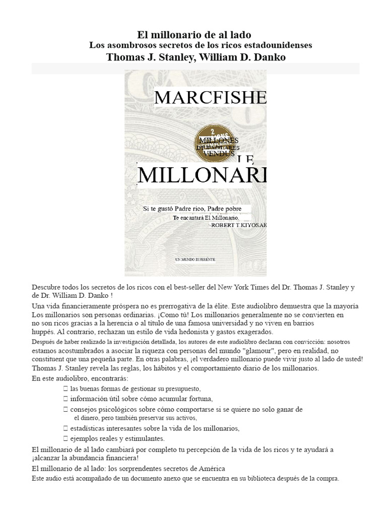 El millonario de al lado - Thomas J. Stanley, William D. Danko | PDF ...