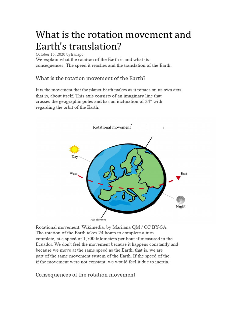 Earth's Rotation and Translation Explained | PDF | Equator | Earth