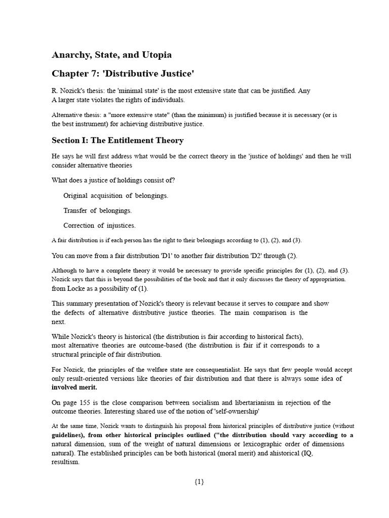Nozick's Distributive Justice Theory Explained | PDF | Justice | Crime ...