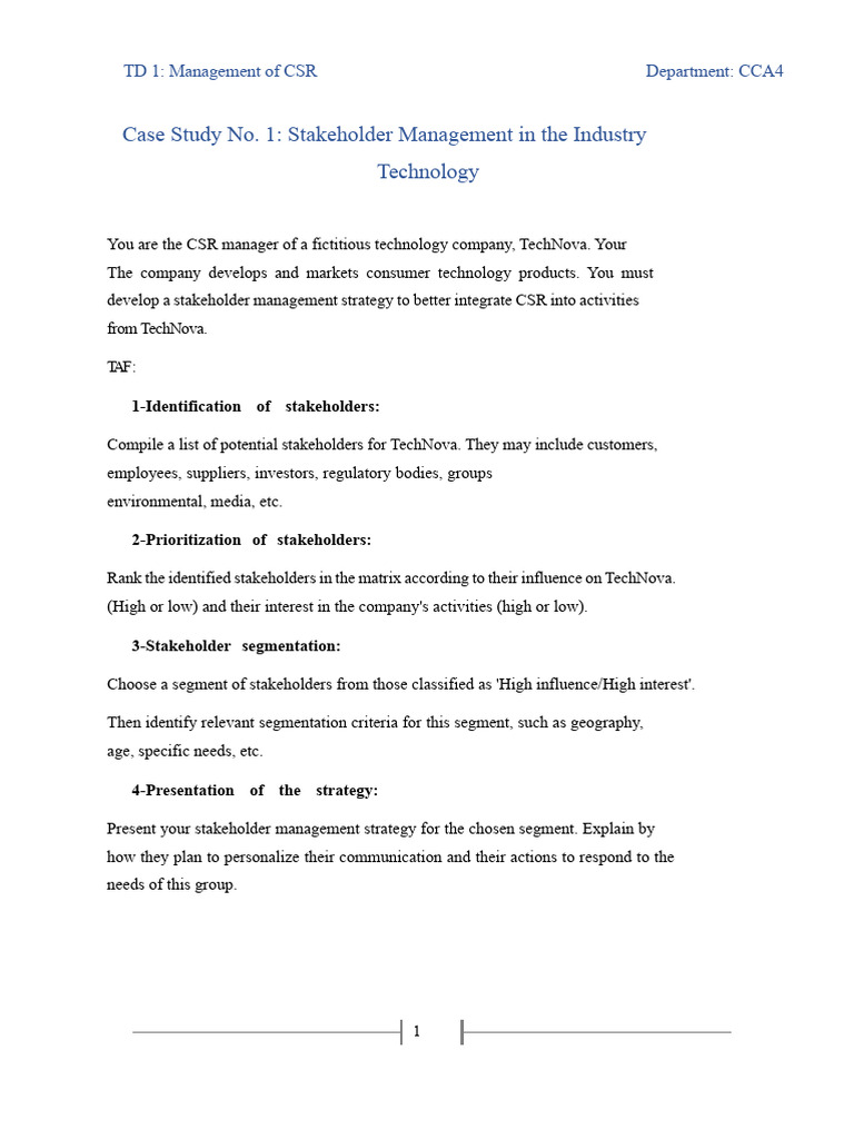 TD N1 - CSR Case Study - Correction | PDF | Corporate Social ...