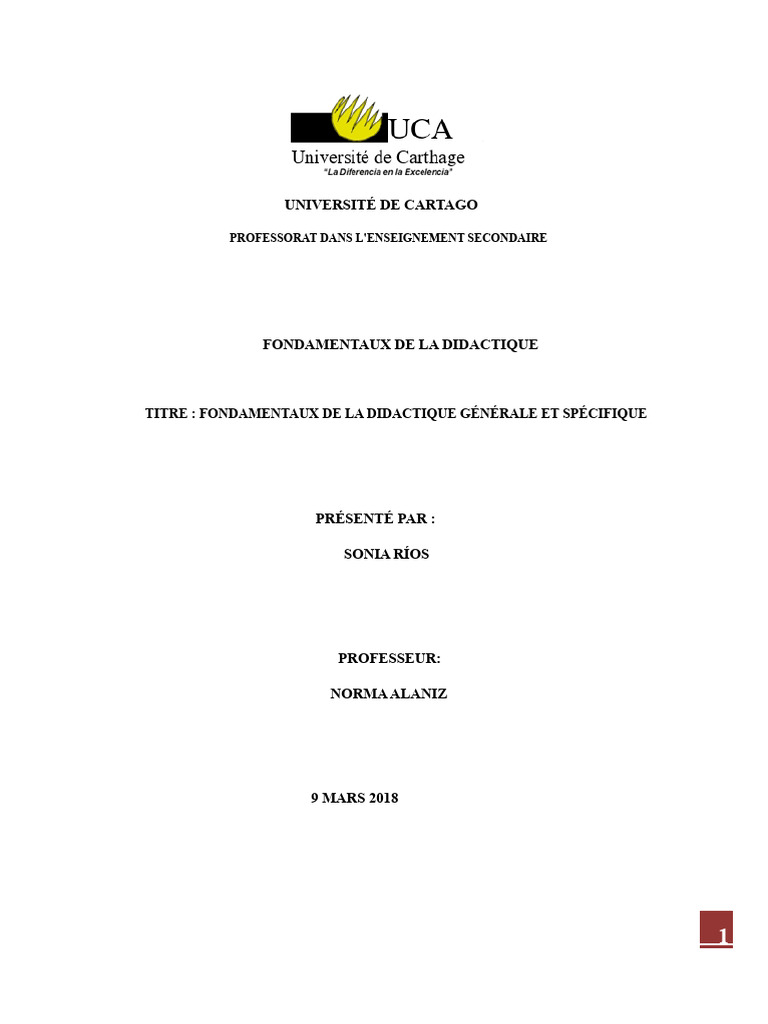 Fondamentaux de la Didactique Générale | PDF | Pédagogie | Apprentissage