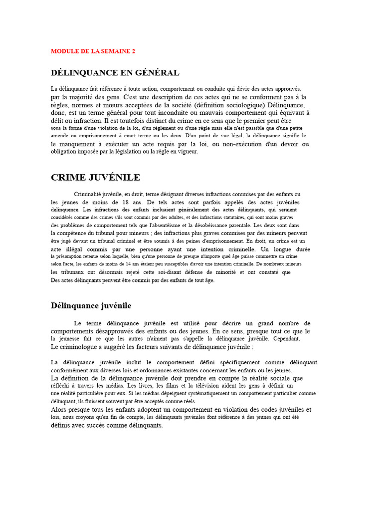 Comprendre la délinquance juvénile | PDF | Crimes | Crime et violence