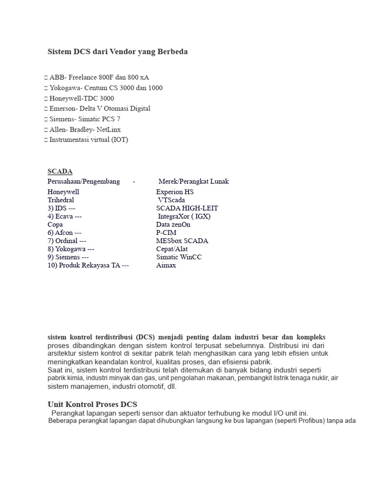 Perbandingan Sistem DCS dan SCADA | PDF