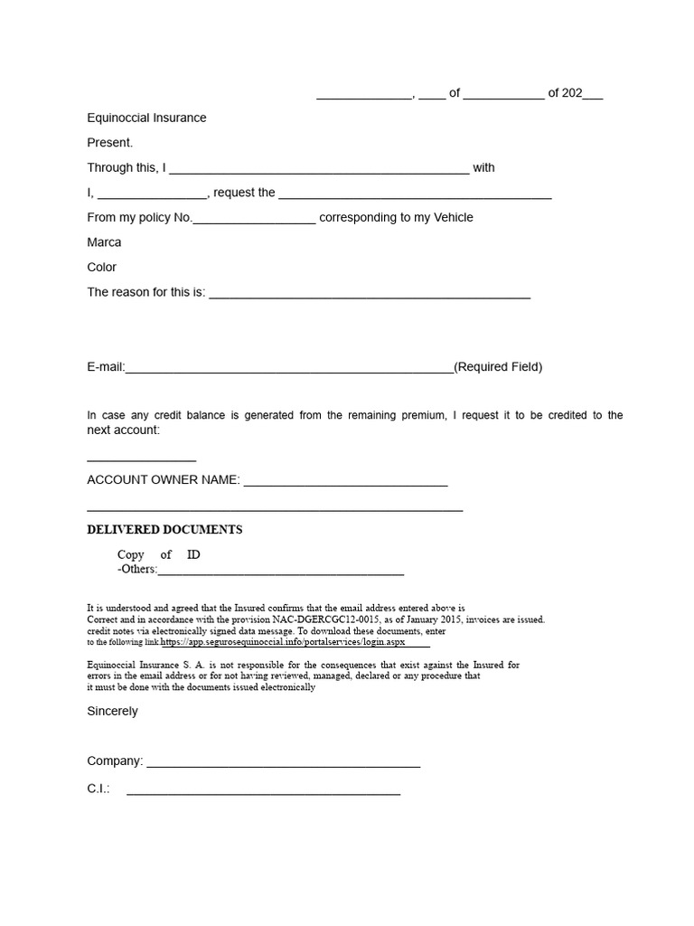 Insurance Cancellation Request Form | PDF
