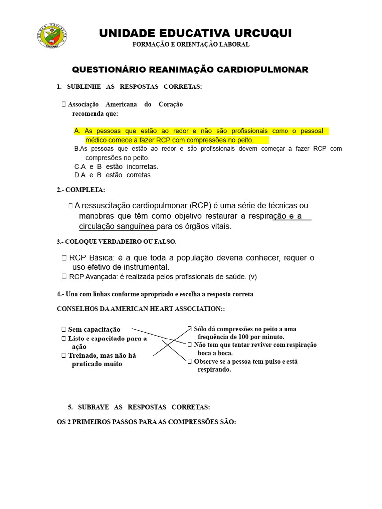 RCP: Guia Prático e Questionário | PDF