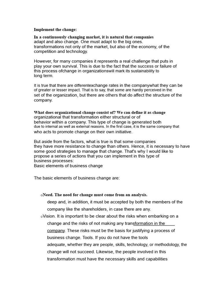For The Final Project On Organizational Change | PDF | Market ...