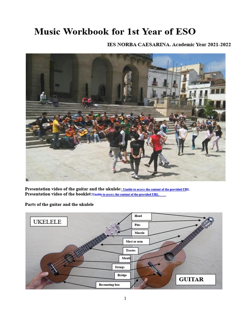 Music Workbook for 1st ESO Students | PDF | Guitars | String Instruments