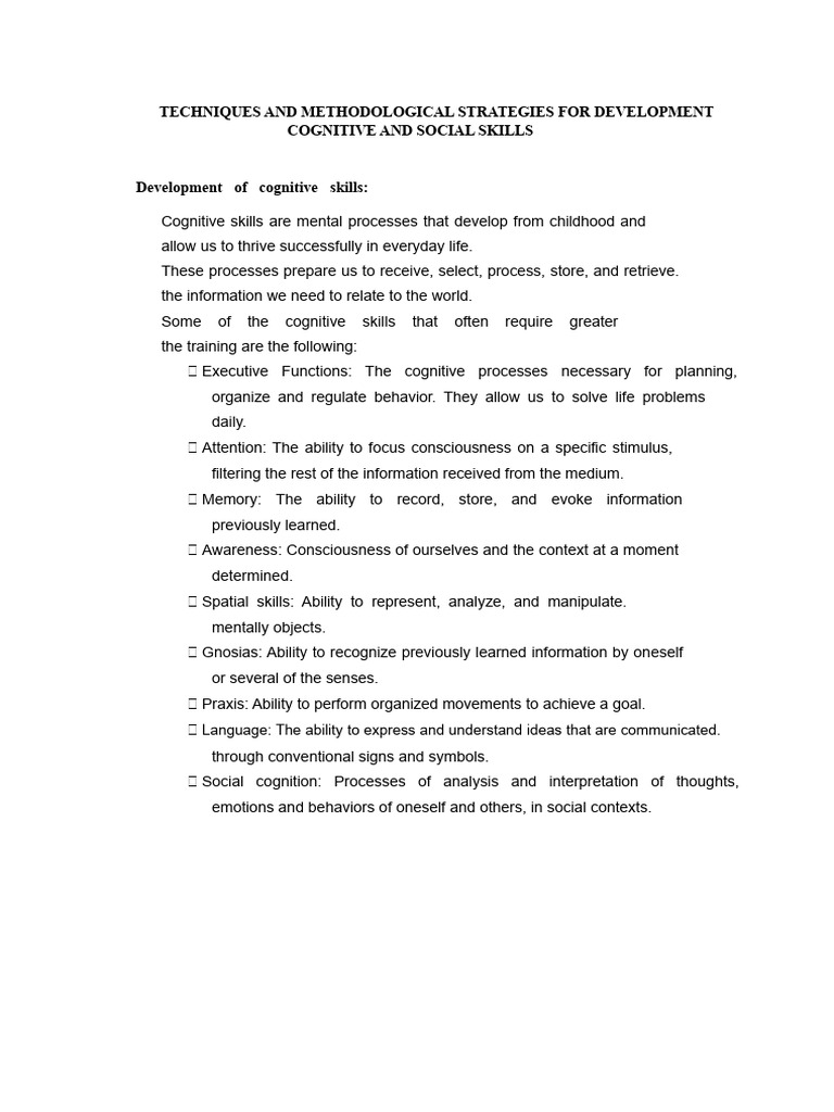 Developing Cognitive and Social Skills | PDF | Cognition | Communication