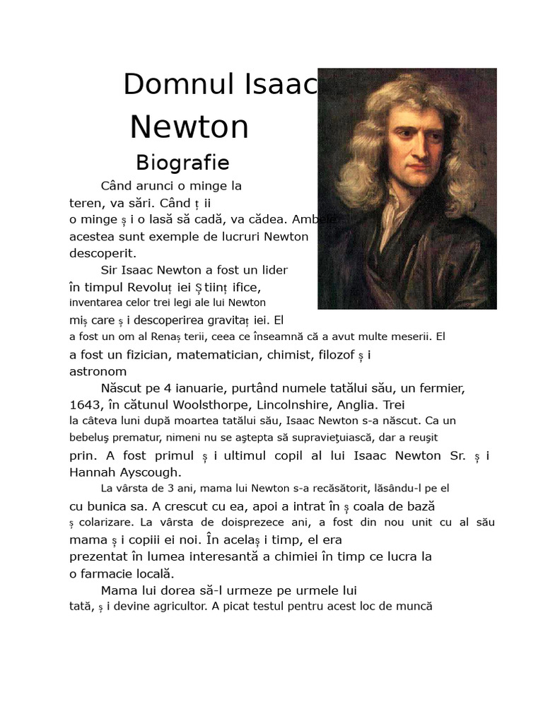 Biografia Lui Isaac Newton | PDF