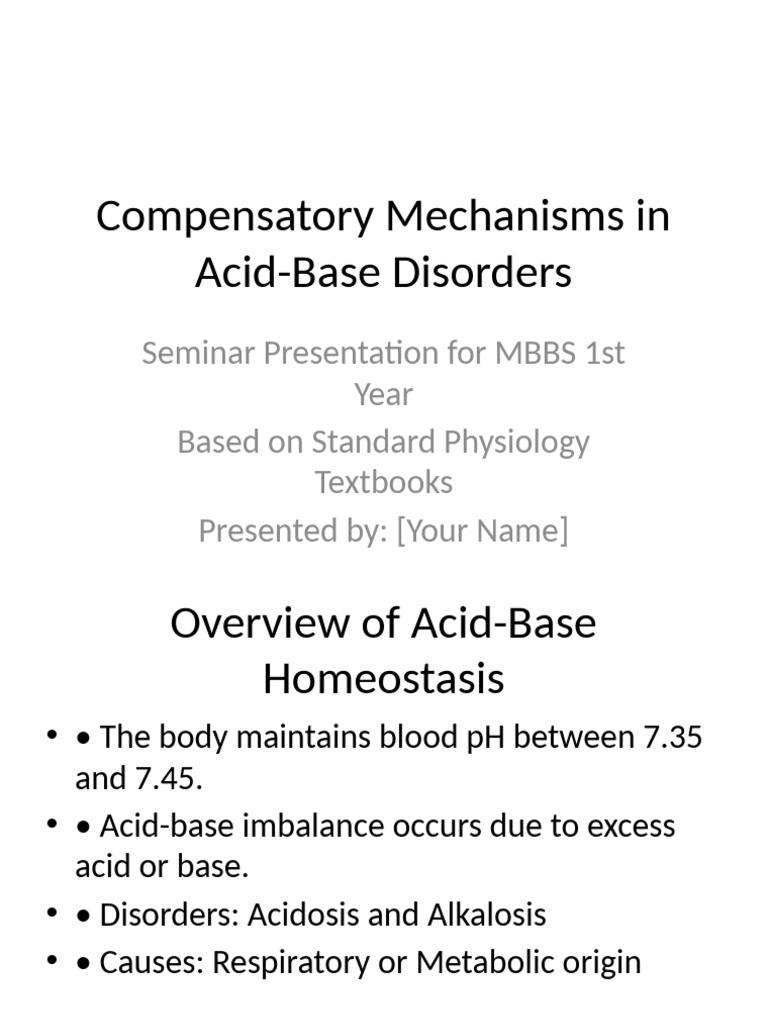 Compensatory Mechanisms Acid Base Disorders MBBS Version2 | PDF