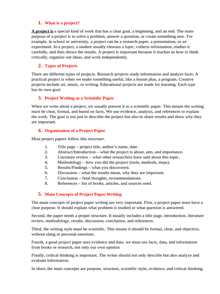 Project Writing: Structure & Types Explained | PDF | Sampling ...