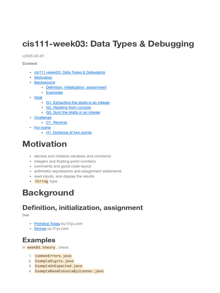 Data Types and Debugging in Java | PDF | Data Type | Computer Terminal
