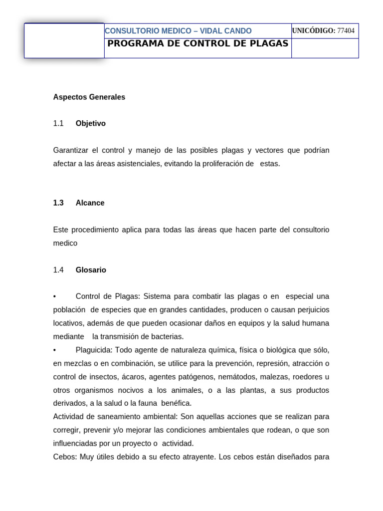 Programa para El Control de Plagas | PDF | Plaga (organismo) | Control ...