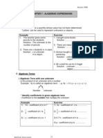 Chapter 7 Algebraaic Expressions