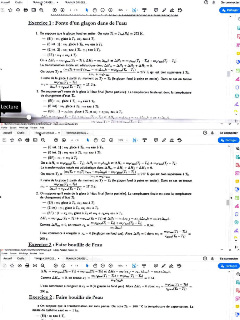 Correction Td3 de Thermodynamique | PDF