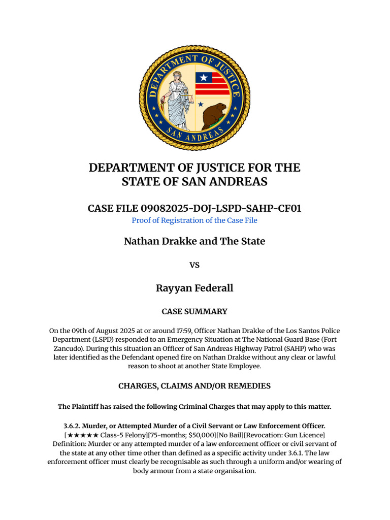 Case File 09082025 Doj LSPD Sahp Cf01 | PDF | Deadly Force | Affidavit