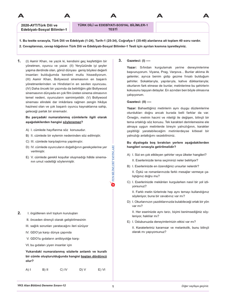 FenBil AYT 12 | PDF