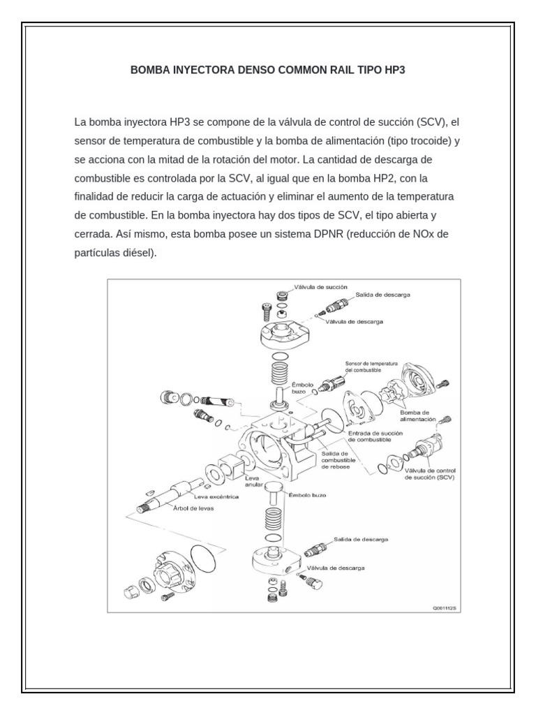 Bomba Inyectora Denso HP3: Componentes y Función | PDF