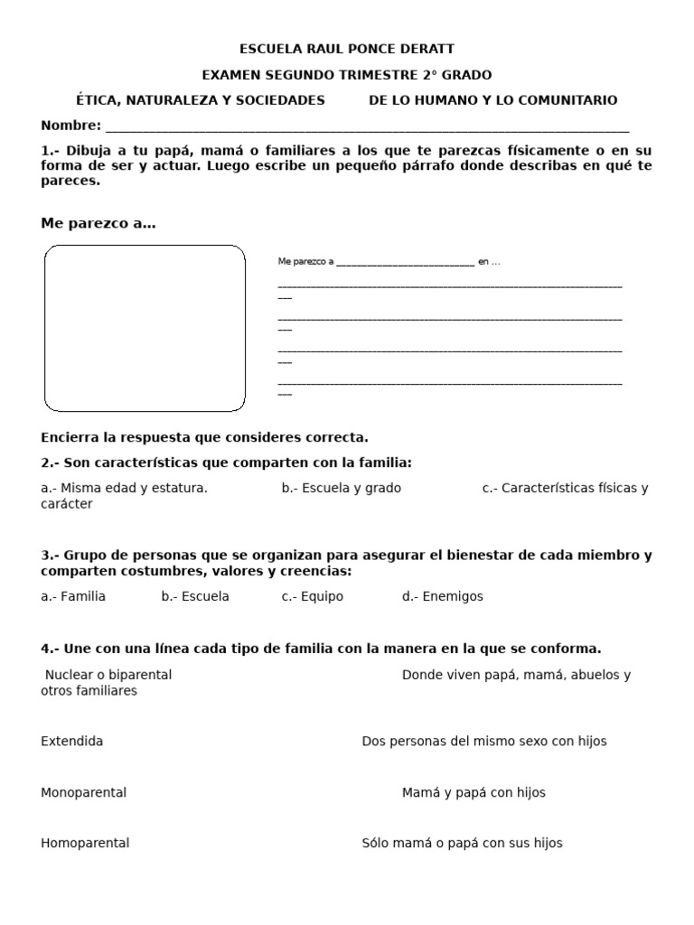 Examen Etica y de Lo Humano. Segundo Trimestre | PDF