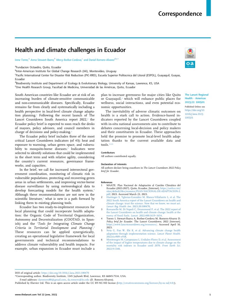 Ecuador's Health and Climate Adaptation Strategies | PDF | Ecuador ...