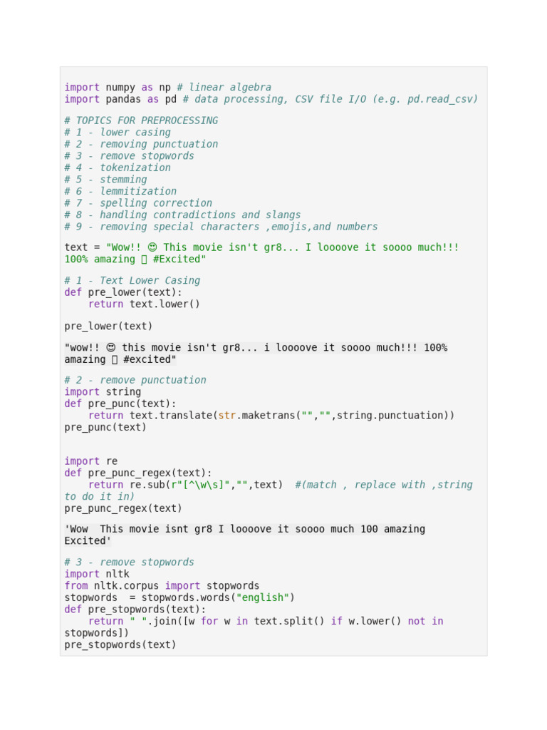 Text Preprocessing Techniques in Python | PDF | Linguistics