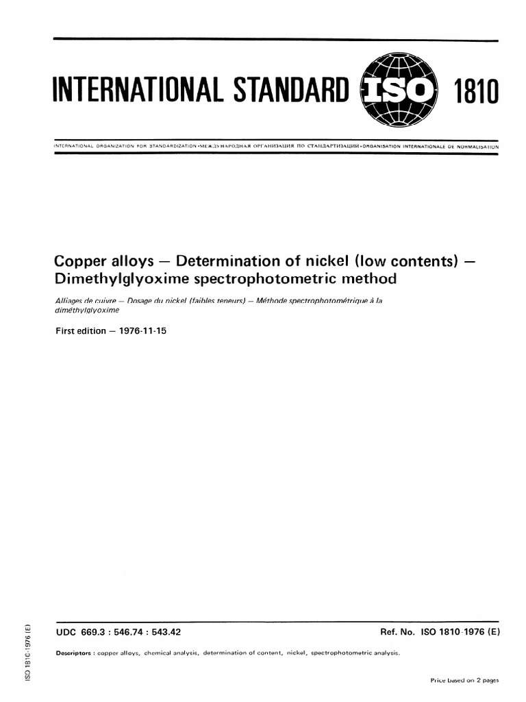 Copper Alloys Nickel Analysis Method | PDF | Spectrophotometry ...