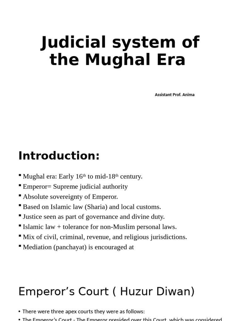 Mughal Era Judicial System Overview | PDF | Government | Government ...