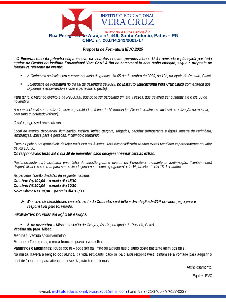 Proposta de Formatura IEVC 2025 | PDF