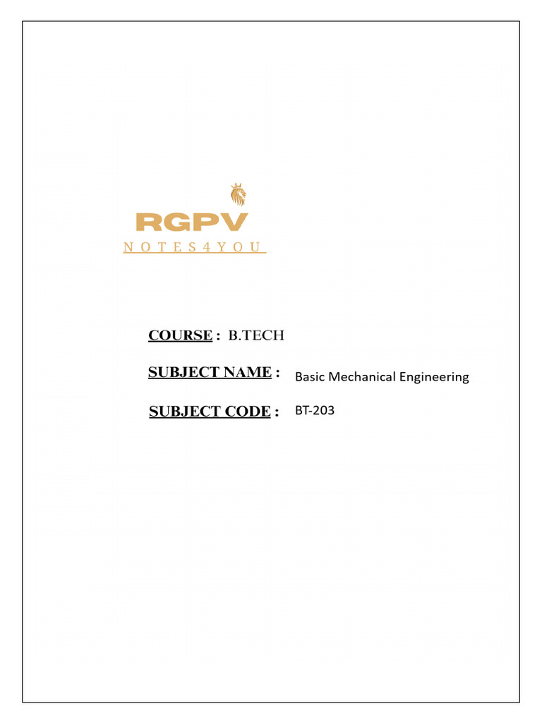 BT 203 Unit 1 - Basic Mechanical Engineering | PDF | Deformation ...