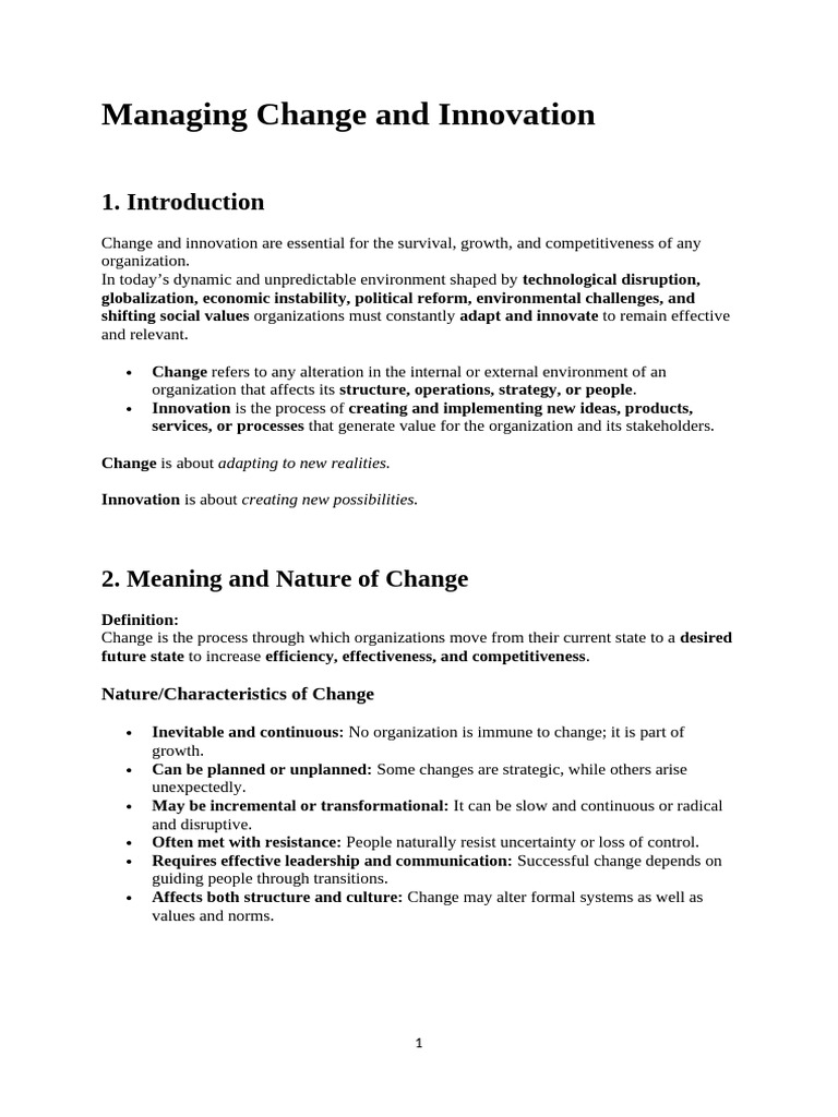 Strategies for Change and Innovation Management | PDF | Innovation ...