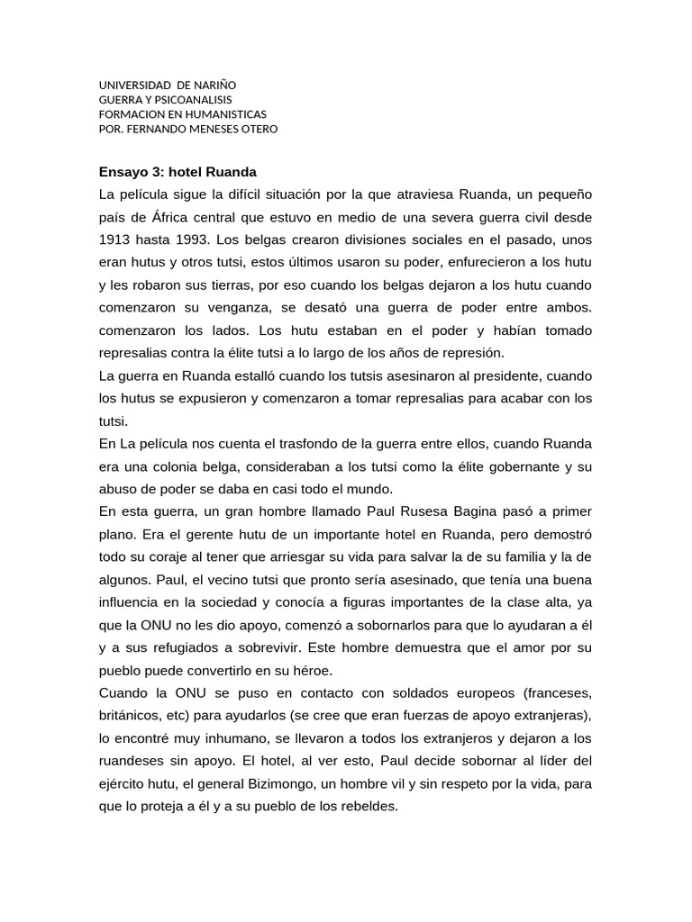 HOTEL RUANDA | PDF | Tutsi | Hutu