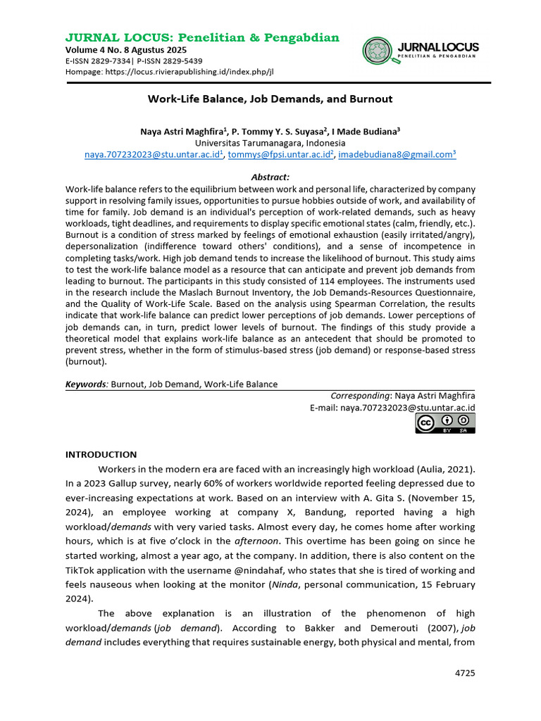 Work-Life Balance and Burnout Study | PDF | Occupational Burnout | Work ...
