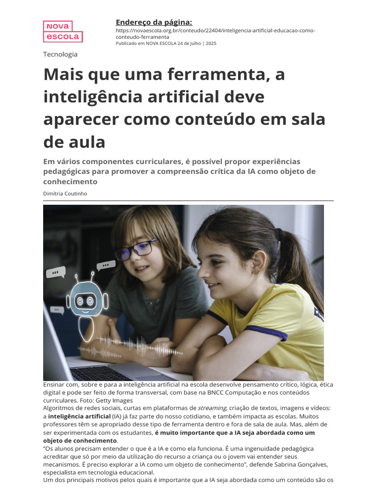 IA na Educação: Ensino e Conteúdo Essencial | PDF | Inteligência ...