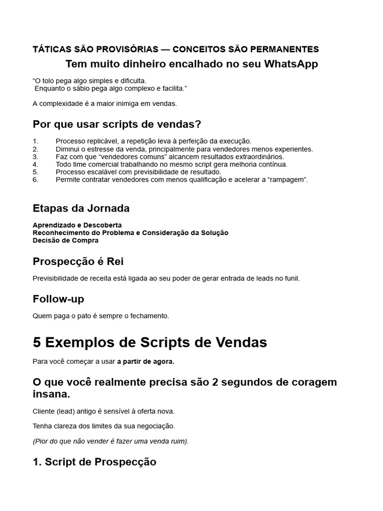 Scripts de Vendas para Resultados Rápidos | PDF