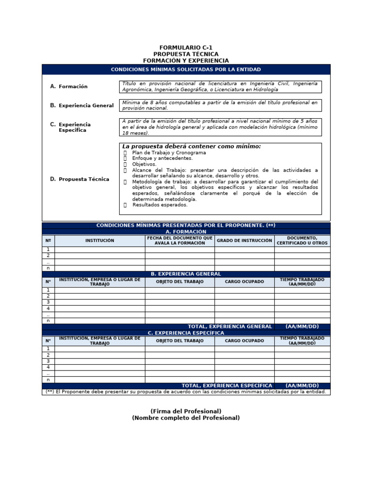 02 - Formulario C-1 - Propuesta Técnica Formacion y Experiencia ...