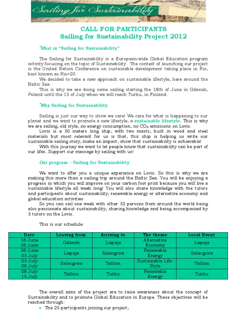 Call For Participants | PDF | Sustainability | Economy And The Environment