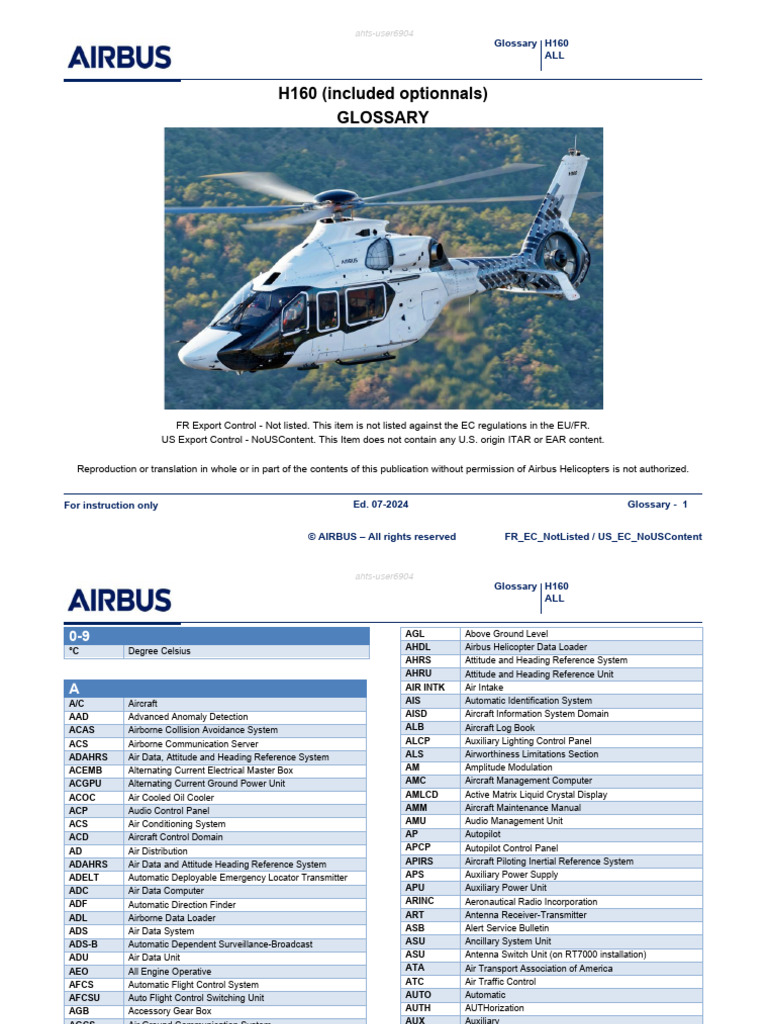 H160 Export Control Glossary Guide | PDF | Flight Recorder | Cockpit