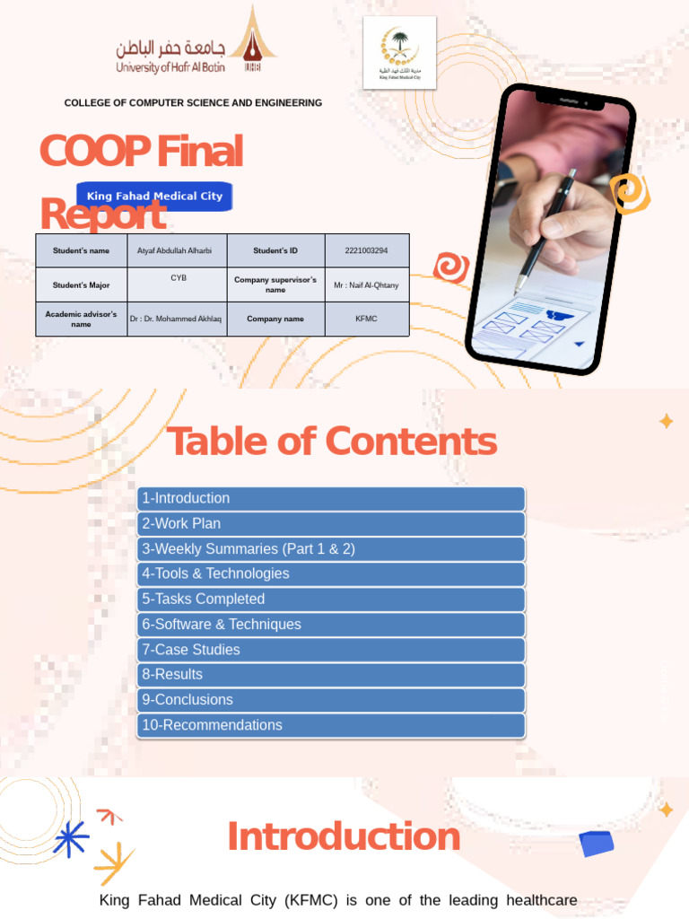 COOP Final Report - King Fahad Medical City1 | PDF | Microsoft Sql ...
